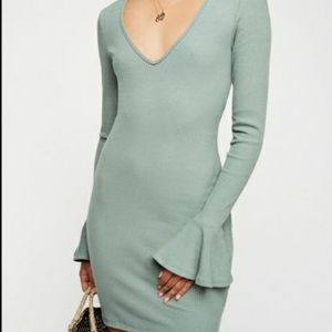 FREE PEOPLE NEEDS TO SLEEP COTTON GREEN DRESS 10